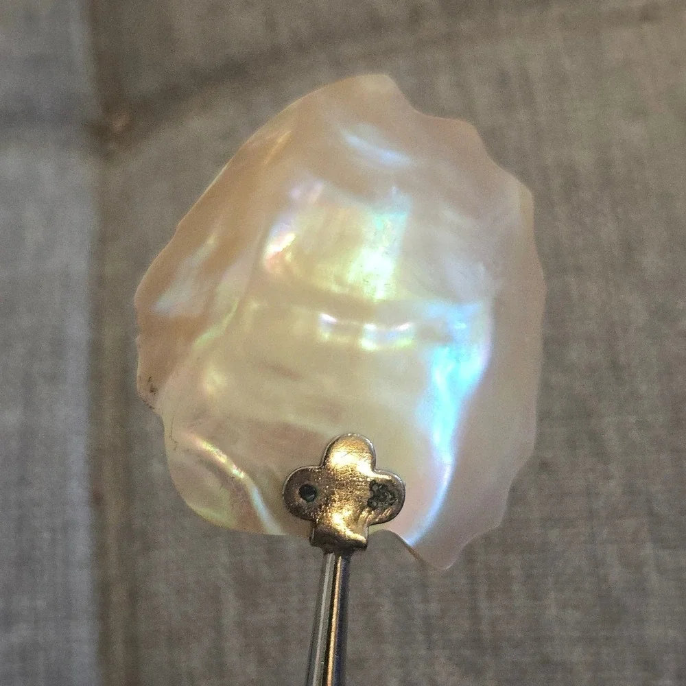 VTG Mother of Pearl Salt Spoon Jamestown RI Indian Chief 7